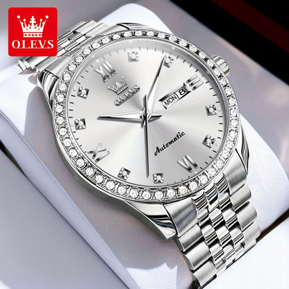 OLEVS New Casual Fashion Stainless Steel Automatic Mechanical Watches for Men Top Brand Luxury Original Business Men's Wrist Watches Classic High Quality Best Selling Men's Watches, Automatic Watches For Men, Automatic Watche