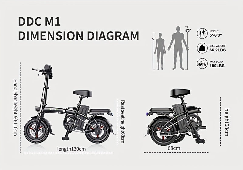 740W Electric Bike, 45 Miles Of Range, 14-inch Folding Electric Bike, Suitable for Teenagers And Adults, 20 Miles Of Speed, Removable Battery, Double Disc Brakes, Front And Rear Suspension, Suitable for Urban Travel, Shopping