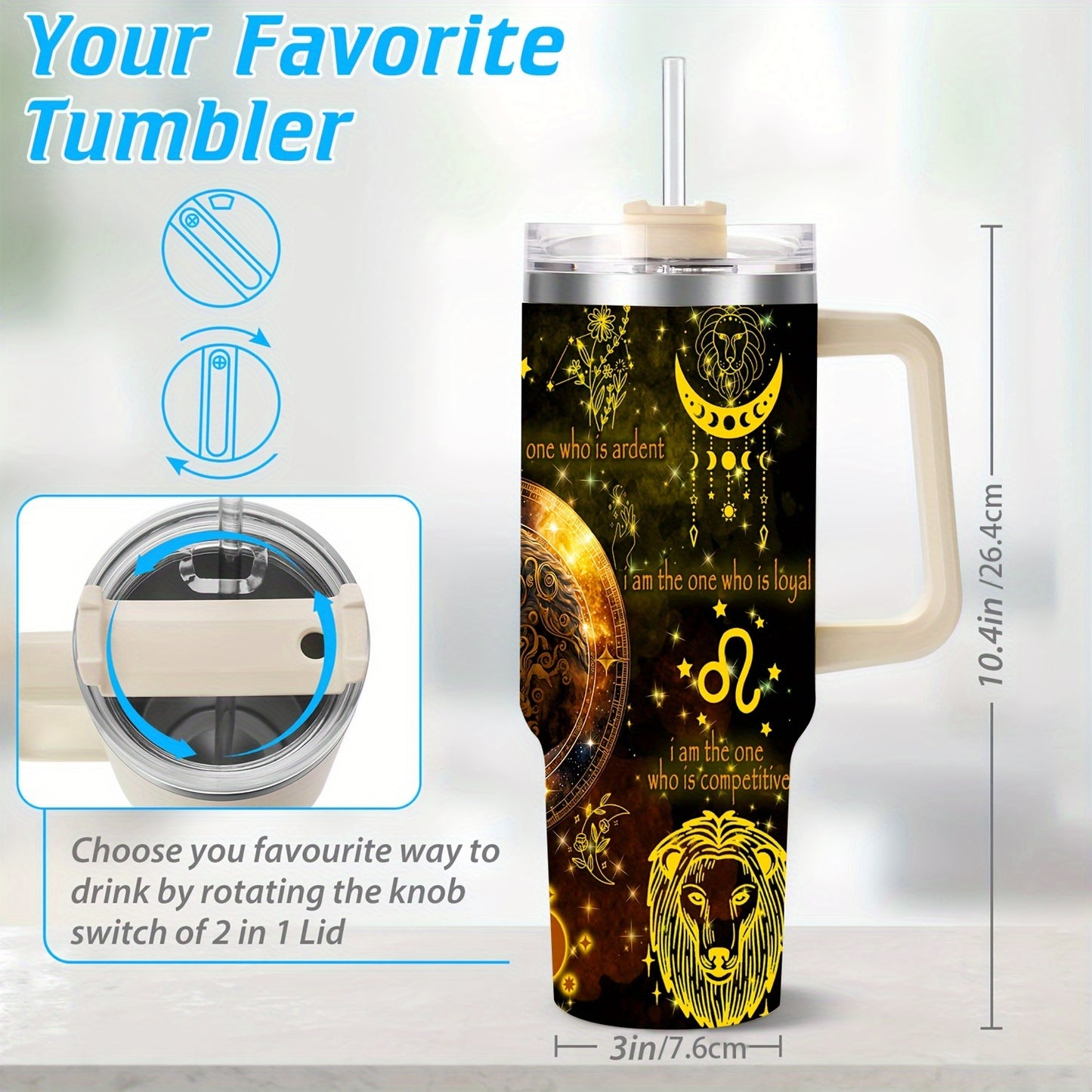 40oz Constellation-Themed Stainless Steel Tumbler with Lid - Double Wall Insulated, Break-Resistant Water Bottle for All Seasons - Perfect for Outdoor Adventures & Holiday Gifts, Vacuum Insulated, Summer Winter Drinkware, Bes
