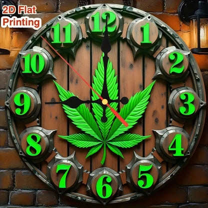 The 2D Plane "Welcome to Our Joint Space And Relax!" Four-Leaf Clover-Themed Wall Clock Features a Silent Quartz Movement. It Is an Ideal Choice for Wall Decoration, an Excellent Gift for Birthdays, Christmas And Halloween