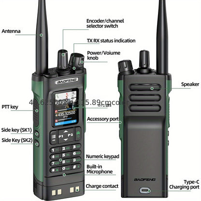 BAOFENG UV-32 Long Range Walkie Talkie, Dual-Purpose Radio GPS 10W Long Range Handheld NOAA Weather Receiver Rechargeable Dual-Purpose Radio with GPS, AM, Copy Frequency, USB-C Rechargeable Battery for Camping and Hiking, Two