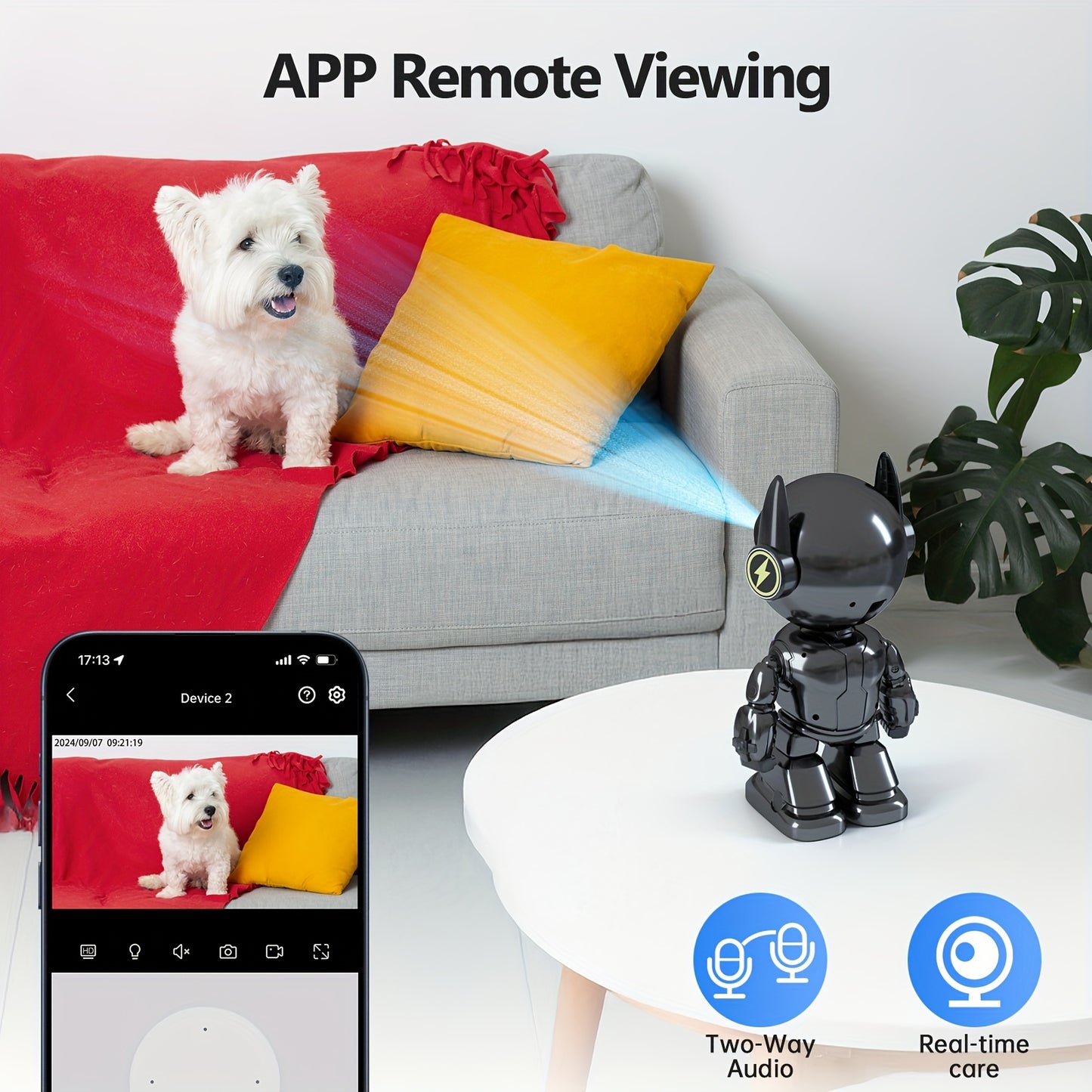 4MP QHD Pets & Baby Camera Monitor, Indoor Security Camera 5G&2.4GHz WiFi Robot Camera, 360° Panoramic Night Vision, 2-Way Audio, Motion Detection Alerts, Pet Camera Indoor With Phone App, Alexa Compatible, Dog Cat Camera, W