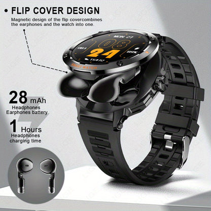 LIGE New Smartwatch with 2-in-1 Wireless Earbuds, NFC Access Card Function, Full Touch Control, - 1.46''TFT Screen, Fitness Tracker, Music Playback, Sleep Monitor, Weather Updates, Information Storage, Multiple Sports Modes,