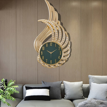 Creative Design Simple Living Room and Dining Room Wall Clock with Angel Wings and Diamond Inlay, High-end Office and Hotel Hanging Clock, Large Size Bedroom Hanging Decoration Clock
