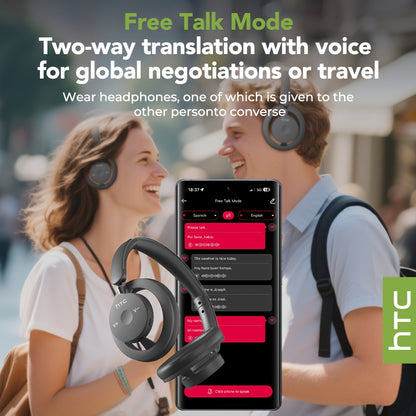 1pc HTC HP06 OWS Translation Headset: Real-Time Face-to-Face Translation in 135 Languages, Wireless Wireless Headphones with Call Noise Cancelling, Long-Lasting Battery, Lightweight Over-Ear design for Gaming, Travel, Busines