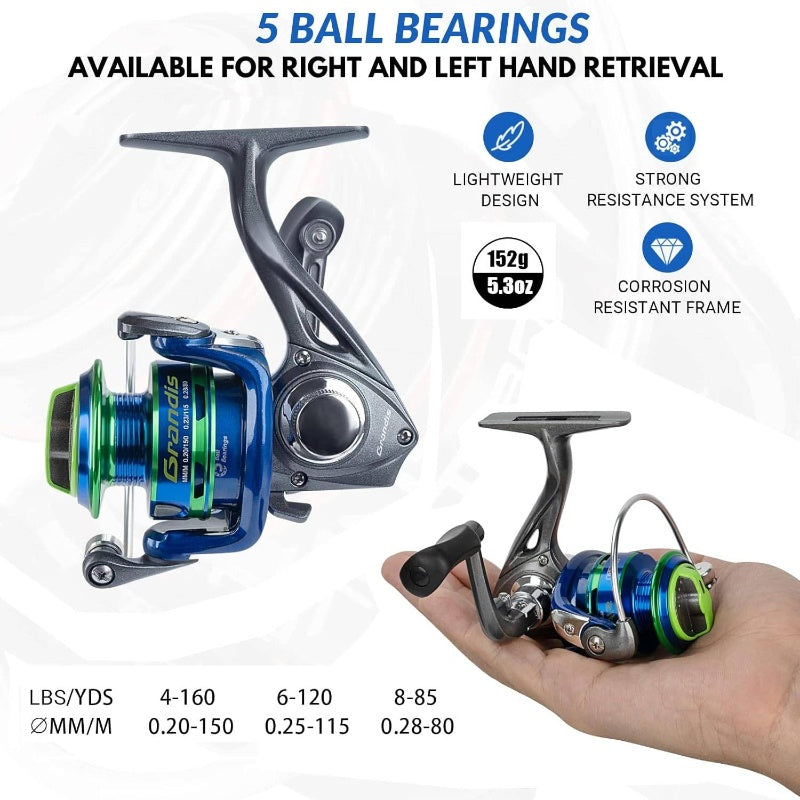 Complete Ice Fishing Rod and Reel Combo Set with Backpack, Seat, Cleats, Jigs, Line - 24/26, Medium-Light Power, Right-Handed, Fast Action, Fluorosint 500 PTFE, Ideal for Winter Fishing, Ice Fishing Gear | Camouflage Backpack