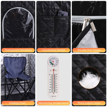 Portable Steam Sauna, At Home Sauna Suit Full Body, Portable Steam Saunas Tent for Indoor with 87.92oz 1300 Watt Steamer, Folding Chair, Remote Control(Christmas& New Year Gift)
