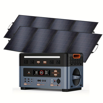 OSCAL Powermax 2400 Portable Power Station with 2pcs 200Watt Solar Panel, 2400W Solar Generator with 6× Longer Lifespan LiFePO4 Batteries, 1872Wh Capacity for Home & Outdoor Camping/RV Use, Portable Generator for Camping, So