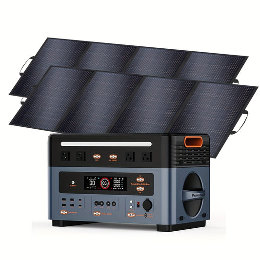 OSCAL Powermax 2400 Portable Power Station with 2pcs 200Watt Solar Panel, 2400W Solar Generator with 6× Longer Lifespan LiFePO4 Batteries, 1872Wh Capacity for Home & Outdoor Camping/RV Use, Portable Generator for Camping, So