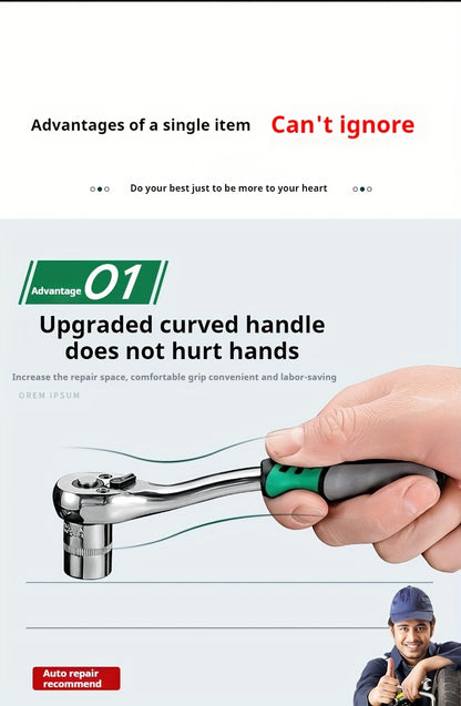30/22/13-piece Professional Chrome Vanadium Steel Forged 72-tooth Ratchet Wrench And Sleeve Set (including Storage Rack) - Multi-specification, Full Size - Suitable For Automobile Engine, Motorcycle And Bicycle Repair And Mai