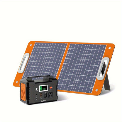 200W Portable Power Station/60W Solar Panel/200W Solar Station Set With 60W/100W Solar Panel, FlashFish 40800mAh Solar Generator With 110V AC Outlet/2 DC Ports/3 USB Ports, Backup Battery Power Supply For Outdoor Advanture Tr