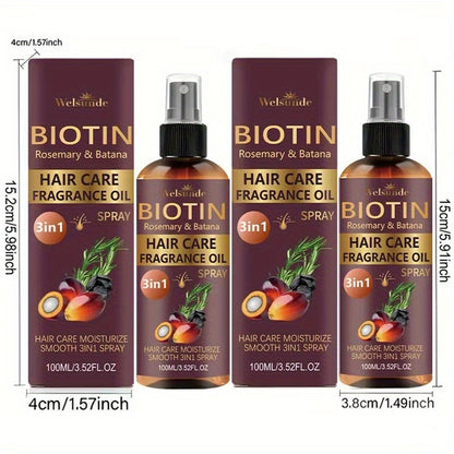 Set of 2 No-Rinse Hair Serum Oil Sprays Featuring Batana And Rosemary, Designed for Quick Volumizing, Smoothing, And Frizz Management. Eliminate Dryness And Split Ends While Providing Heat Protection, Addressing Various Hair