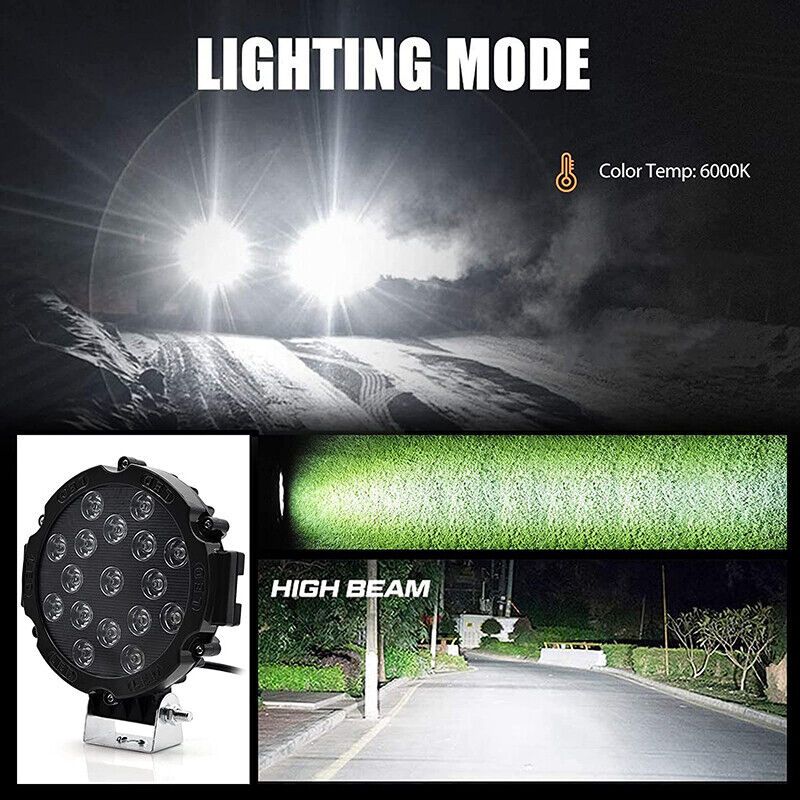 2/4pcs 7 Inch Round LED Lights Pods Bar LED Driving Lamps SUV Offroad Truck