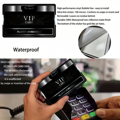 Business Style "VIP" Fashion Waterproof Sticker Credit Card Light Beige Cover, Ultra-Thin, High-Quality, Scratch-Resistant, Suitable for Credit Cards, Bank Cards, Bus Cards, Detachable Self-Adhesive for Most Cards, Ideal Gift