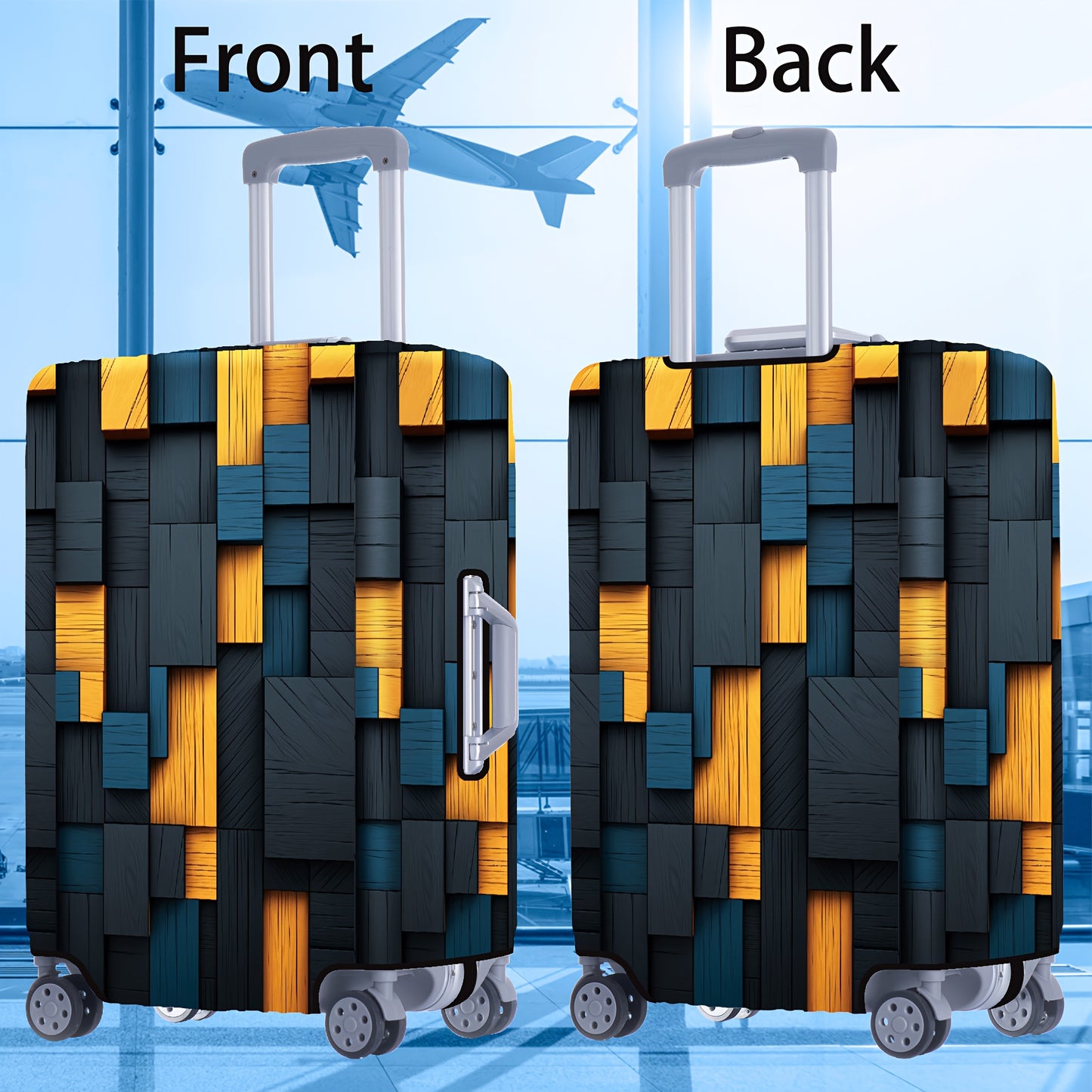 1pc of 300G/M² High-End Wood Grain Series Printed Pattern, Thickened Suitcase Protective Cover, Thickened Suitcase Accessory, Suitable for Business, Business Trips, Vacations, Travel, Luggage Check-In, Back to School, Adding