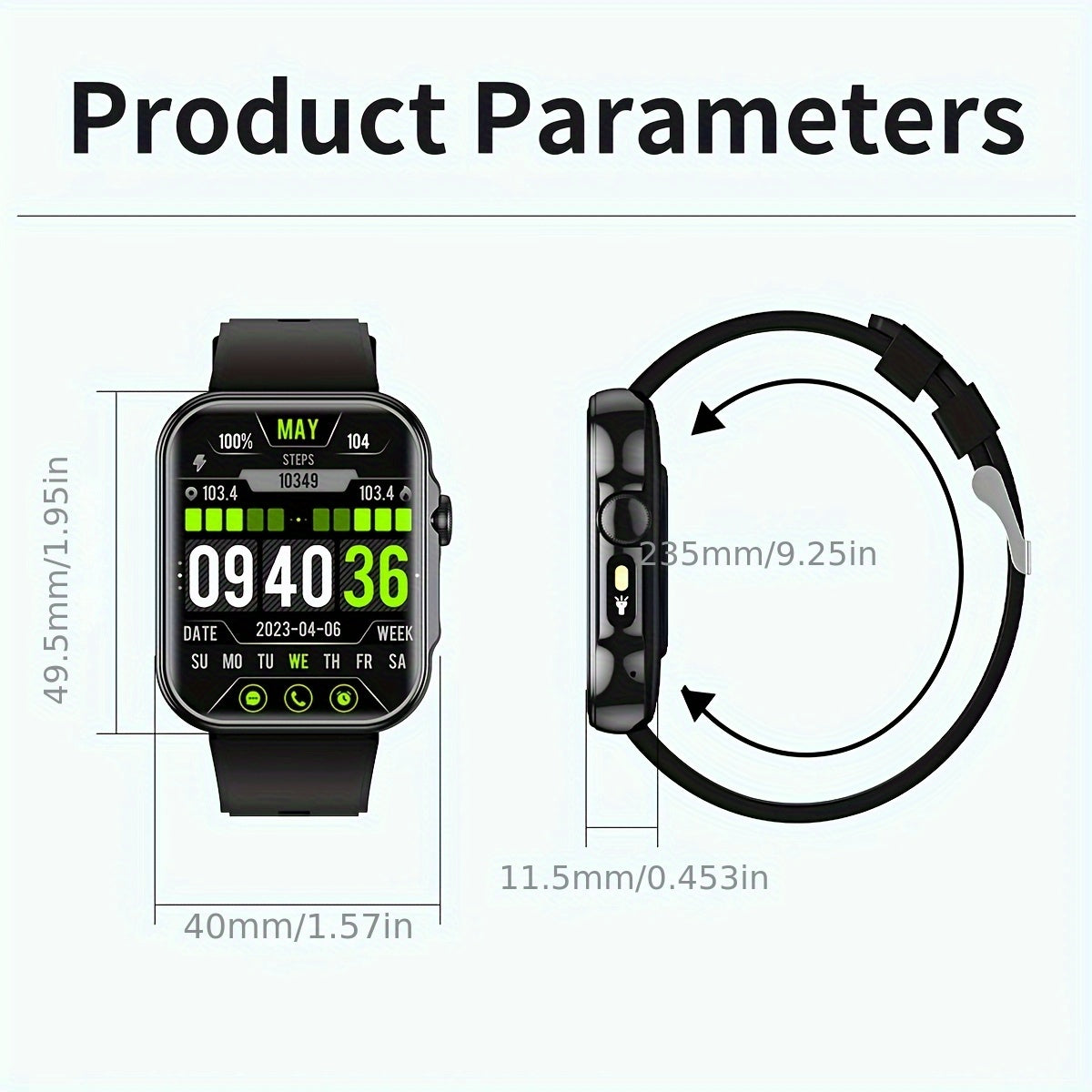 COIUSOR Smartwatch 2.01" HD Display, Wireless Calls & Information Sync, 100+ Sports Modes, Pedometer, Black Silicone Strap, Android/iOS Compatible, USB Rechargeable, Modern Digital Dashboard - Perfect Gift for Men & Women, Ou