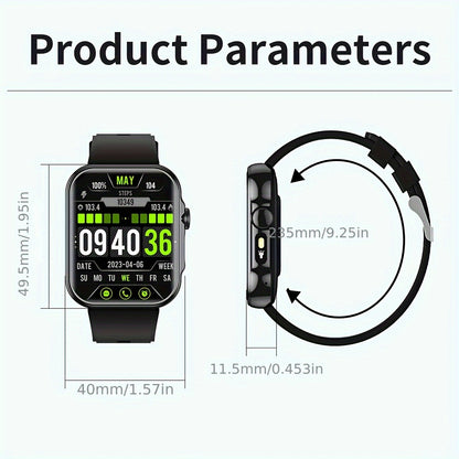 COIUSOR Smartwatch 2.01" HD Display, Wireless Calls & Information Sync, 100+ Sports Modes, Pedometer, Black Silicone Strap, Android/iOS Compatible, USB Rechargeable, Modern Digital Dashboard - Perfect Gift for Men & Women, Ou