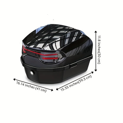 1pc Motorcycle Top Box - Heavy-Duty ABS Motorcycle Luggage Bag with Locking Mechanism, 45L/11.89 Gallon Capacity, Shock-Absorbing Base & Interior Lining, Detachable Straps For Secure Storage Of Helmets, Gloves, Motorcycle Sto