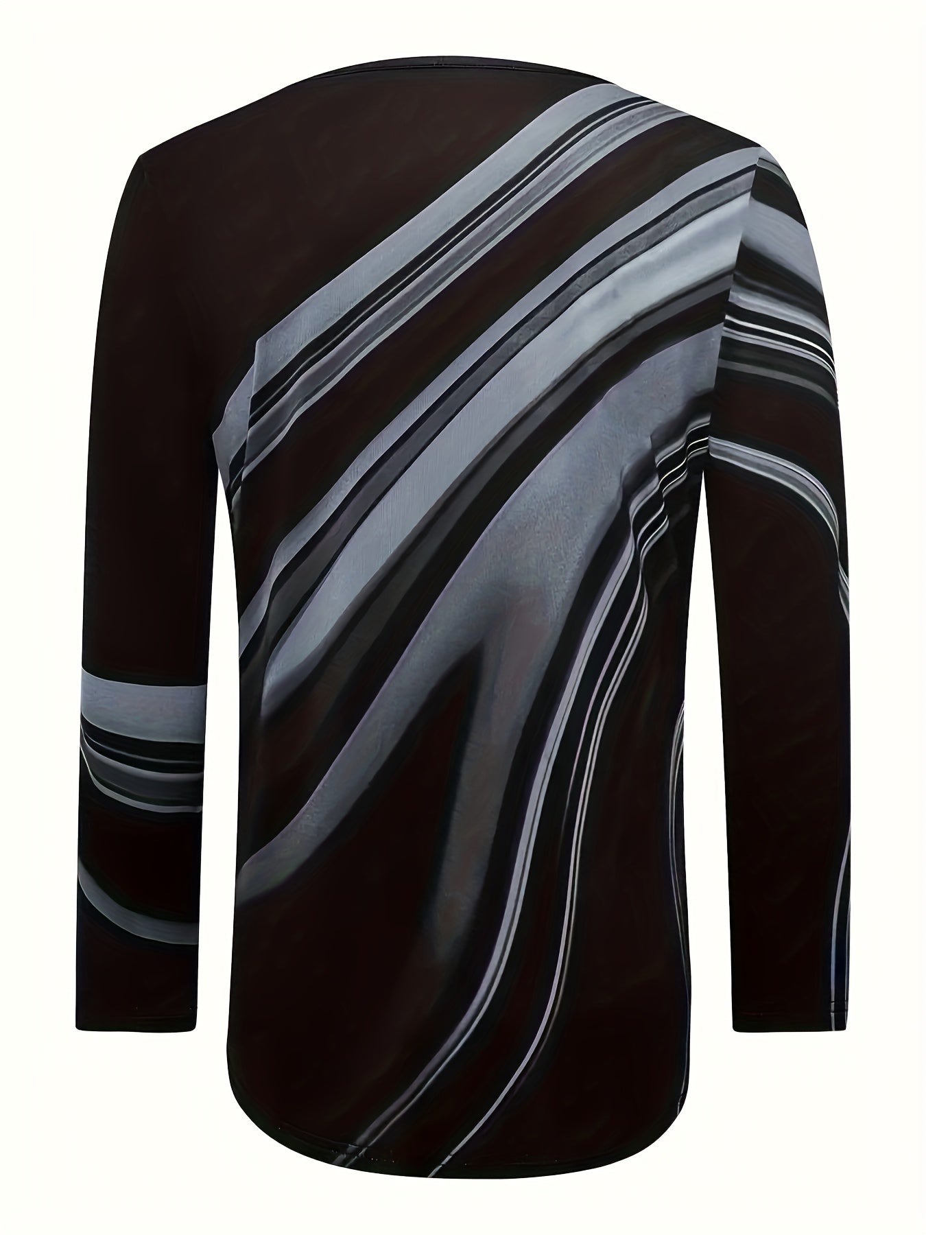 Women'S Relaxed Fit Geometric Stripe Print Round Neck Long Sleeve T-Shirt - Soft Plush Fabric, Black & Red Horizontal Stripes, Spring/Autumn Layering Essential, Casual to Semi-Formal Versatile Top, Comfortable Everyday Basic