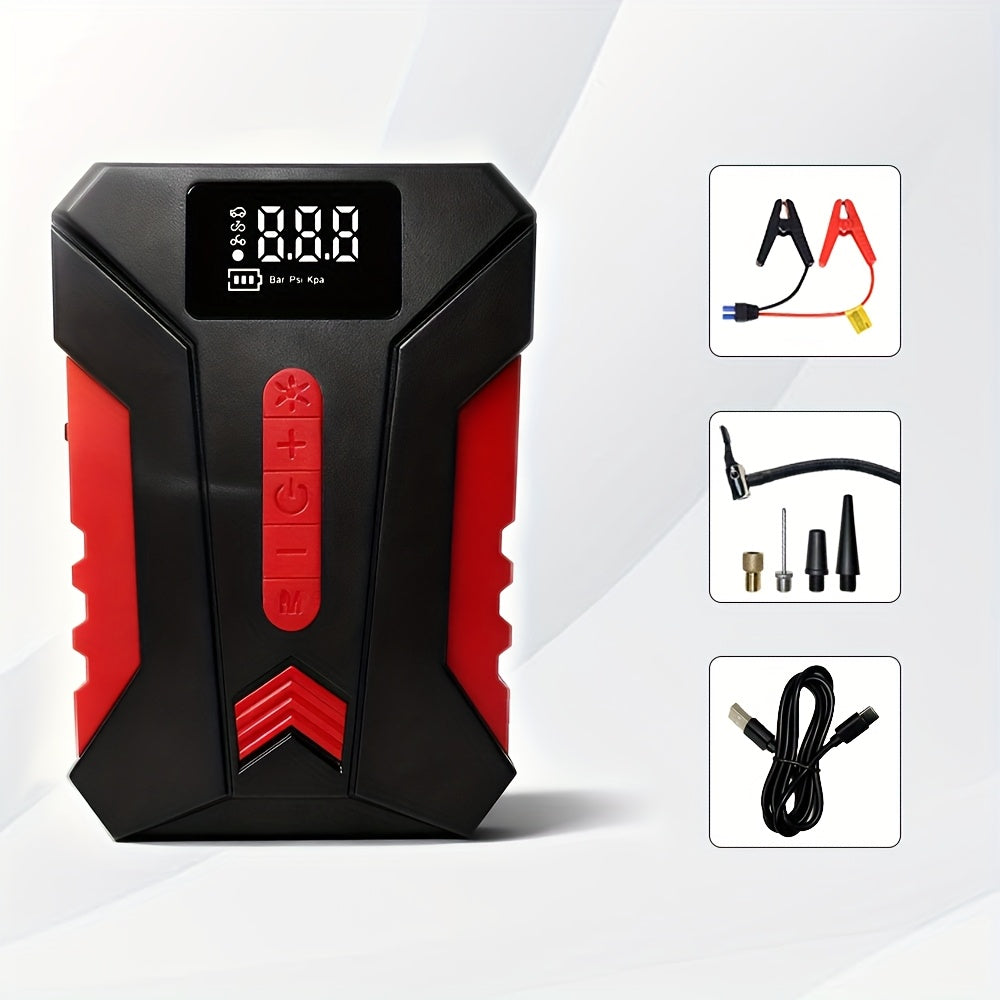 12000A Peak Car Emergency Starter & 250PSI Portable Tire Inflator, 12V (Allgas/ 2.11 Gallons Diesel) Quick Start Vehicle, Portable Car Battery Charger, USB Input/ Output, LED Emergency Light, Auto Additions Tool