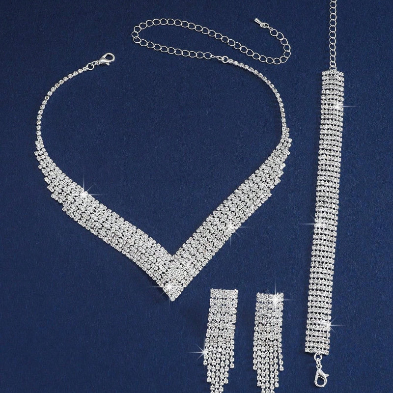 Fashion Bridal Jewelry Set, Including Necklaces, Earrings, Bracelets - Suitable For Women'S Daily Wear, Weddings, Parties, Etc. Precious jewelry holiday gifts