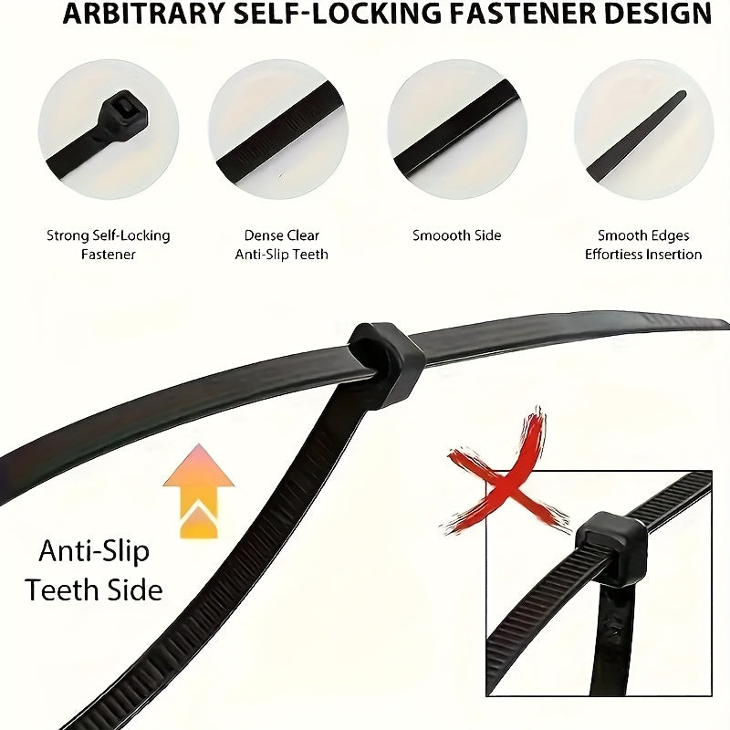 300pcs Heavy-Duty Nylon straps - Extra Strong, Waterproof, Anti-Slip, Black - for Heavy-Duty Binding, Packaging, Gardening, Furniture Assembly, Outdoor/Indoor Use - Multi-Purpose Fastening Tape, Garden Binding Tapes, Textured