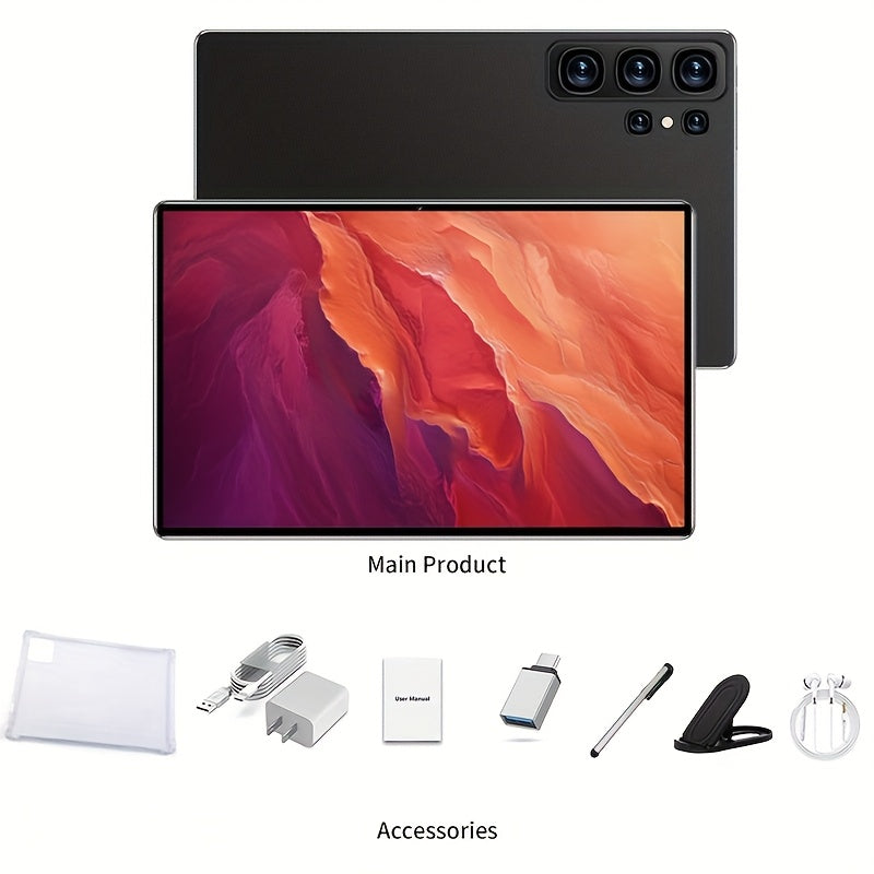 Tablet PC Android 14 256GB ROM, 8GB RAM (4GB+4GB Extended) Entertainment, Office, Gaming PC Tablet 5G WiFi, 10.1-inch Display, Facial Recognition Free Christmas/New Year Gifts: Protective Case, Stylus (non-powered), Kickstand