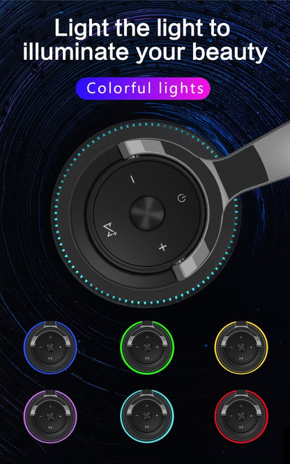Wireless Headphones, Portable Over Ear Headphones 24 Hours Playtime, With Mic, Clear Calls, FM Radio, Soft-Earpads, LED Light, Support TF Card Play And 3.5MM AUX Cable Wired Connection, Foldable For Travel Home Office Cellpho