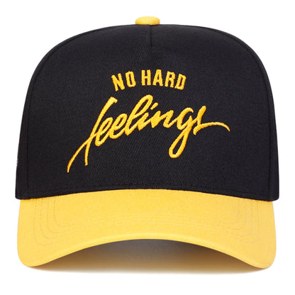 Men'S NO HARD Letter Baseball Cap - Adjustable Trucker Hat with Flat Embroidery, Breathable Six-Panel Design for Outdoor Travel, Beach & Casual Wear - Black, Spring/Autumn Fashion Accessory, Beach Hat, Travel Headwear, Stylis