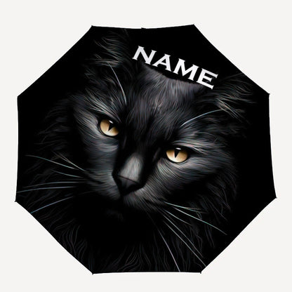 Personalized Black Cat Umbrella with Name/Text/Logo - British Shorthair Design, Open/Close, Portable Folding Umbrella for &, Umbrella With Long Handle, Umbrella With Cover, Umbrella With Handle, Inverted Umbrella Heavy Duty W