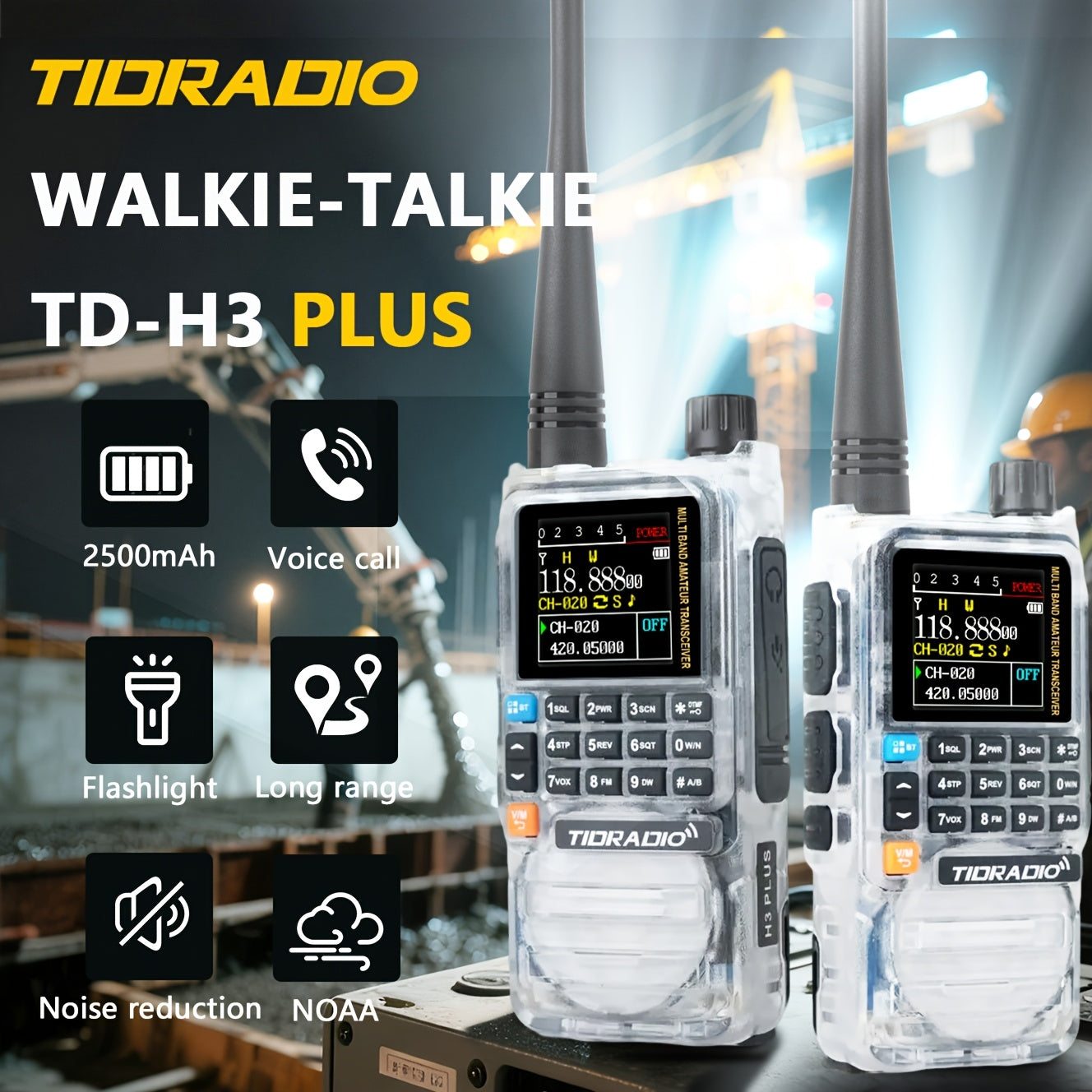 TIDRADIO H3 PLUS | Ham Radio Multi-Band Two-Way Radios with AM/ FM & Wireless Headset Compatibility | 5000km Long Range Walkie Talkies for Camping & Emergency, Emergency Communication, Outdoor Communication, Handheld Transcei