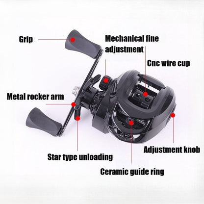 Black Fishing Rod Set - Carbon Fiber Rod and Aluminum Alloy Fishing Reel Combo - 64.96/ 70.86 Inches - 7.2:1 Speed Ratio - Fast Fish Retrieval - Super Strong Braking Force - A Great Gift for Outdoor Fishing Enthusiasts, Light