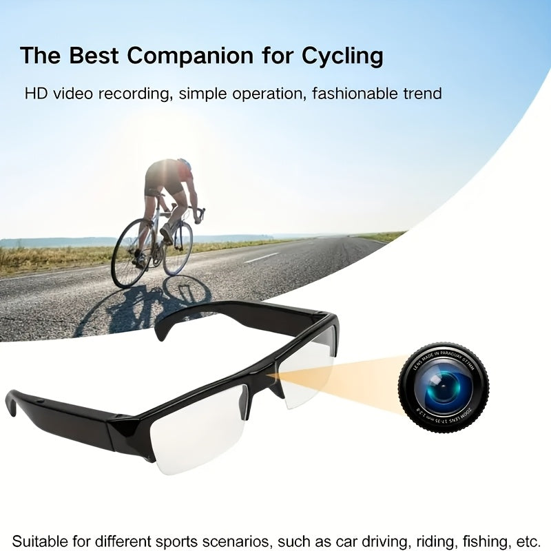 1080HD • High-quality Smart Glasses • 64GB Storage, Lightweight, Anti-Glare, Adjustable Head Strap, Sleek Glossy Finish, Durable Construction for Cycling, Motorcycle, Car & Fishing