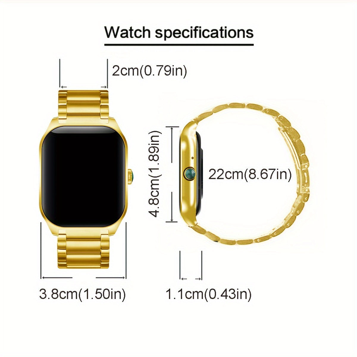 1pc Coiusor Smart Watch for Men & Women - Elegant Golden-Tone Stainless Steel, 2.01" HD Display, Wireless Calls, USB Rechargeable, Wireless 5.2, Sports Modes, Pedometer, Message Notifications, Compatible with iPhone/Android