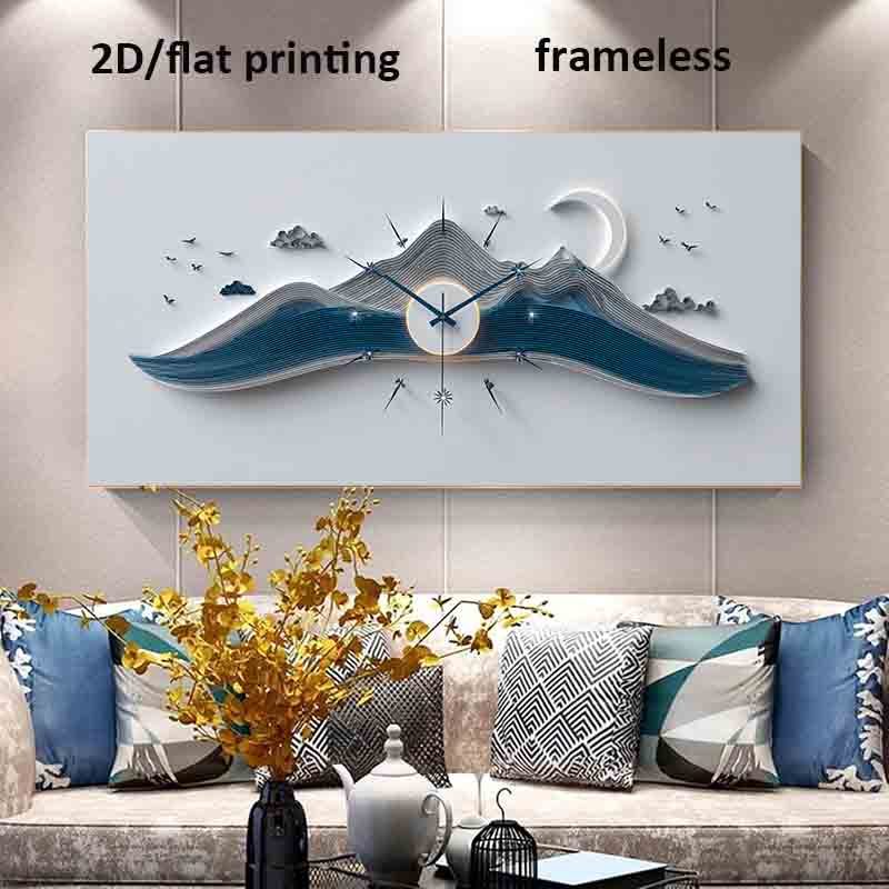 1pc Extra Large Modern Minimalist Ocean Wave Clock Canvas Poster - Frameless Wall Art Print, Large Modern Decor for Living Room, Bedroom, Clock Wall Decor, Extra Large Wall Clock, Living Room Wall Pictures, Wall Pictures, Liv