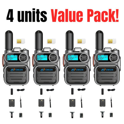5000 Miles Long Range 4G/5G Push-to-Talk Over Cellular PTT Two-Way Radio with SIM Card - Nationwide Coverage, UHF Transceiver, USB Lithium-Polymer Battery, LCD Screen & -Theft Security for Business, Outdoor, Hunting, Construc