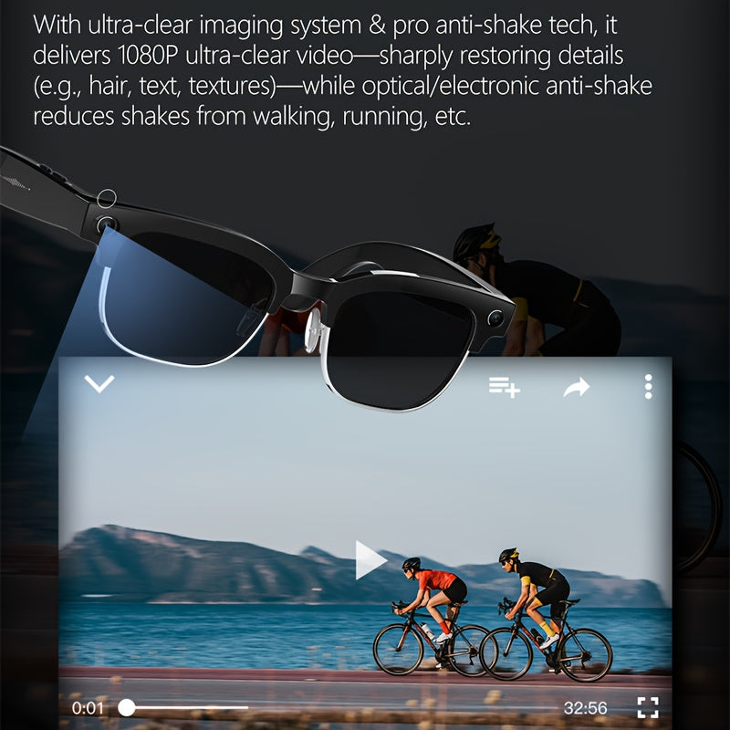 Brand New Design - New Arrival - Stylish Glasses With Smart Camera | Wireless Calling And Music Playback | Real-time Multi-language Translation | HD Video Recording | UV Protection | Lightweight, Hands-free Design - Perfect F