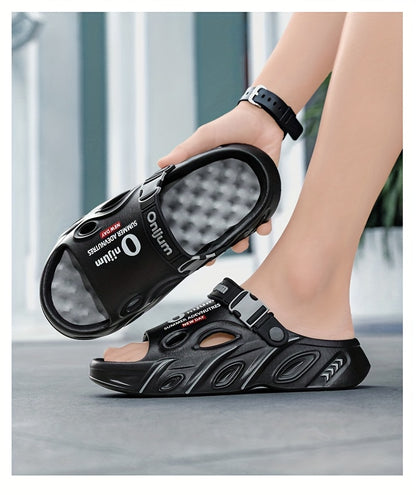 Men'S Slip-On Slippers - Lightweight Cushioned Sole, Non-Slip Backing - Soft EVA Indoor/Outdoor House Shoes for Home, Gym, Beach, Camping - Slip-Resistant Grip - All-Day Comfort - Unisex-like Design for Men & Women - Black/Or