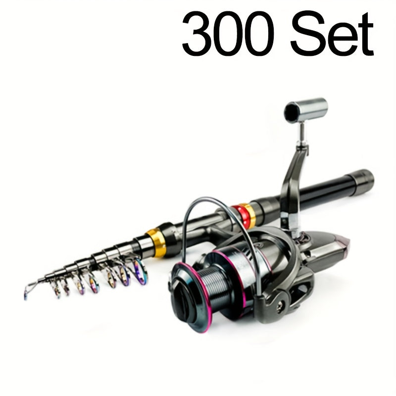 Carbon Fiber GHOTDA New Fishing Rod Combo - Includes 1 Telescopic Rod, 1 Spinning Reel, Foldable Fishing Rod, Suitable for Saltwater & Freshwater Fishing