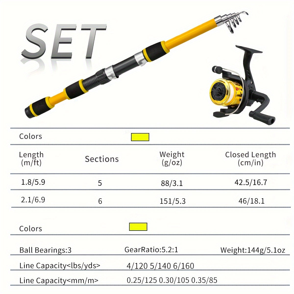 Surf/ Boat Fishing Combo Kit: 6ft/ 7ft Hi-Visibility Rods, Pre-Spooled Reel and 12 T-Tail Lures | Lockable Sections, All-Levels Travel Gear for Beginners and Pros