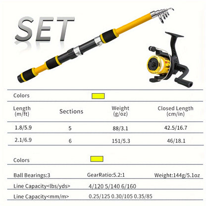 Surf/ Boat Fishing Combo Kit: 6ft/ 7ft Hi-Visibility Rods, Pre-Spooled Reel and 12 T-Tail Lures | Lockable Sections, All-Levels Travel Gear for Beginners and Pros