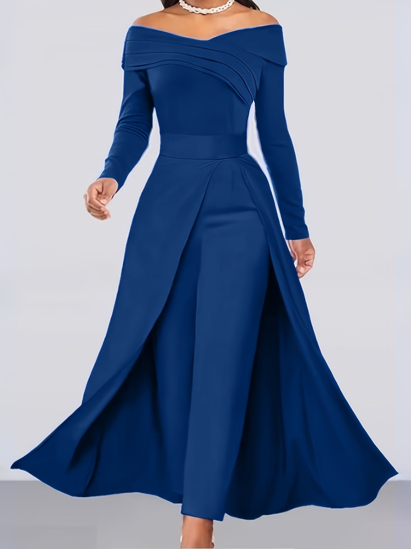 Autumn New Solid Color Fashionable Elegant Versatile Long Top Pants Women's Two-Piece Set