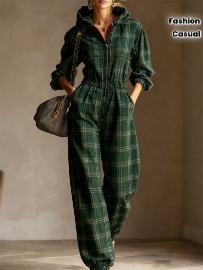 Printed Women'S Fashion Hooded Long-Sleeve Jumpsuit | Casual Style, Perfect for Spring/Fall, Brand: SCACTO