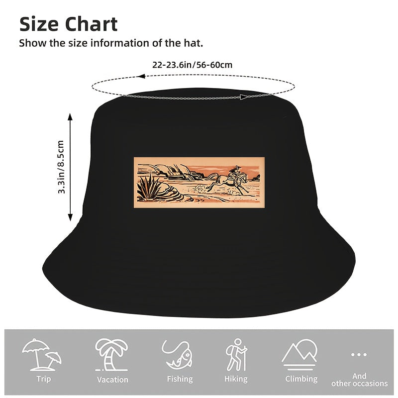 Vintage Western Cowboy Hat - Wide Brim Sun Protection, Breathable Lightweight Polyester Outdoor Camping, Fishing, Ranch - Classic Black Bucket cap for Men & Women, Fishing Gear, Rustic Design, Durable Construction, Unisex Hea