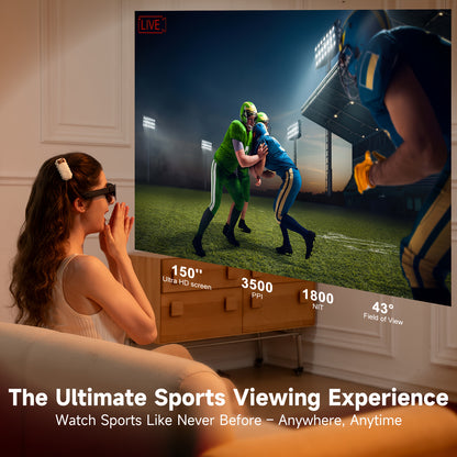 TQSKY T1 AR Smart Glasses | Portable Personal Cinemas | 150'' OLED HD Displays | Dual Speaker Audios | Perfect for Travel, Flight & Home Theater, Travel Entertainment, Portable Cinema, Lightweight Glasses, Sleek Design, Advan