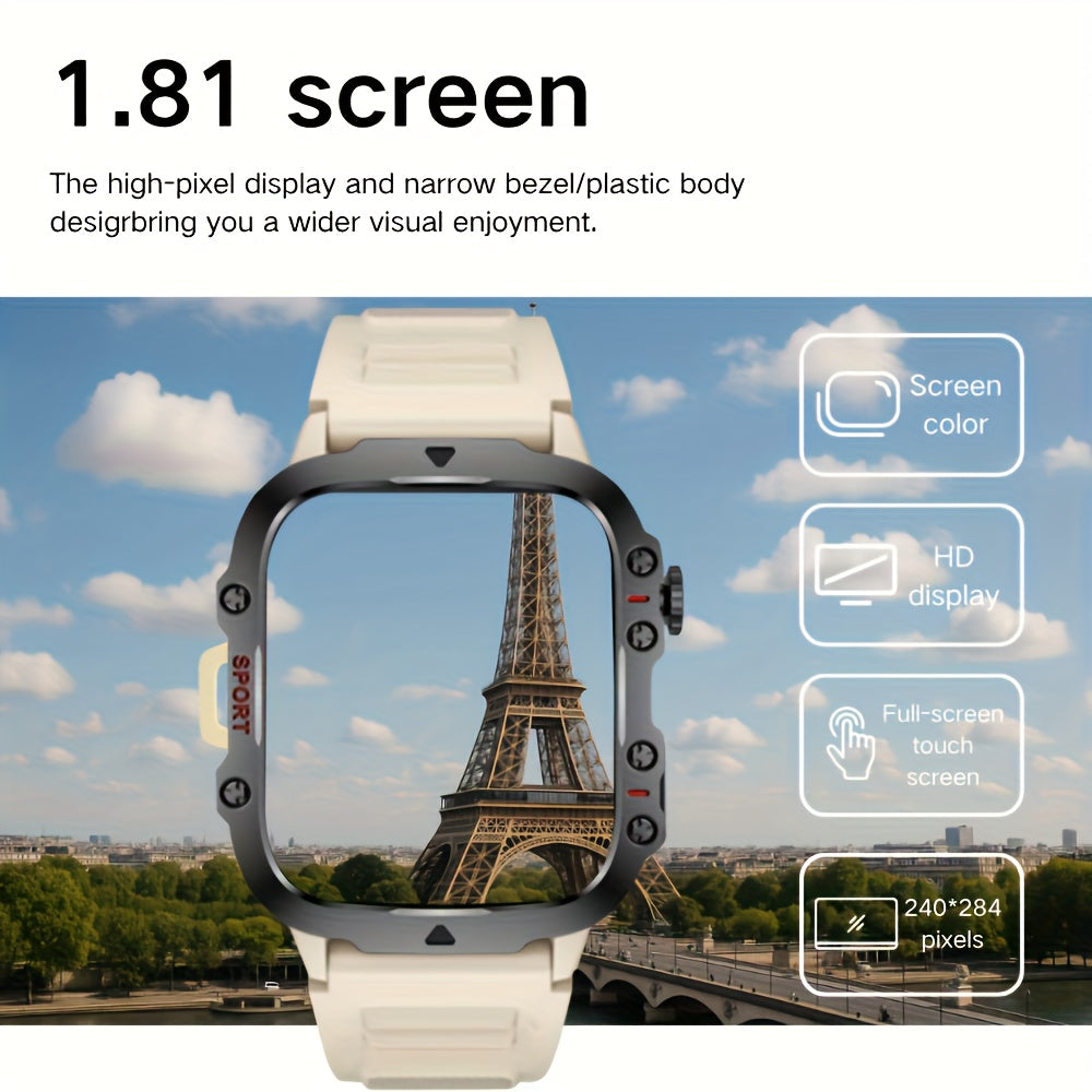 New Smart Watch for Men and Women - Wireless Calling/Text Messages/Multiple Sports Modes/Remote Camera Control/Fitness Tracker, Compatible with iPhone & Android, USB Charging, Silicone Strap, Modern Style, Clear Screen Displa