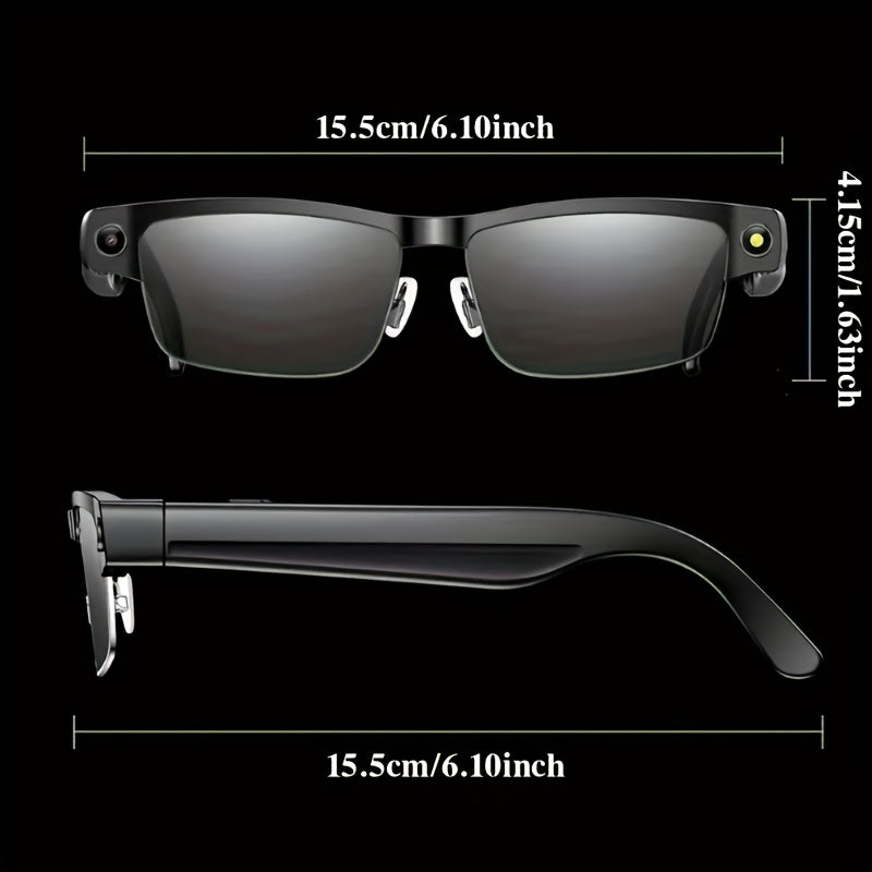 AI Smart Glasses, Equipped With An 8-megapixel Camera, 1080P High-definition Video Recording, Wireless Connection And Wi-Fi Transmission, AI Chat And ChatGPT Model - Wireless Call Music Playback, Real-time Translation Device,