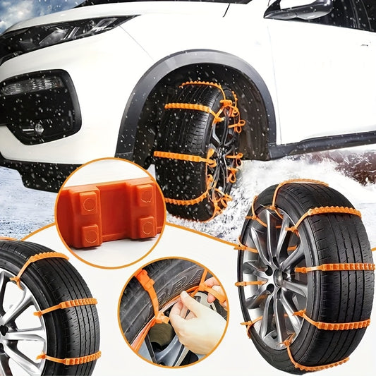 10/20/50-Pack Car Emergency Snow Chains, Winter Driving Anti-Slip, Quick-Install Ice and Snow Chains for Cars, SUVs, and Trucks, Tire Grip Enhancer for Severe Weather Terrain,  Easytouse Chains, Compact Storage, Reliable Perf
