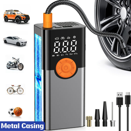 Tire Inflator Portable Air Compressor, Portable Air Compressor with Digital Gauge & LED Light, USB Rechargeable, 3X Fast Inflation, for SUV Cars Bikes Motorcycles & Sports Equipment And Ball, Black Friday Christmas 2026 New Y