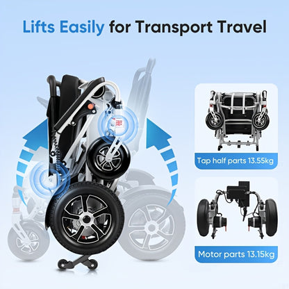 Electric Wheelchair For Seniors, 500W High Power, 30+ Miles Long Range, Foldable, EABS Braking
